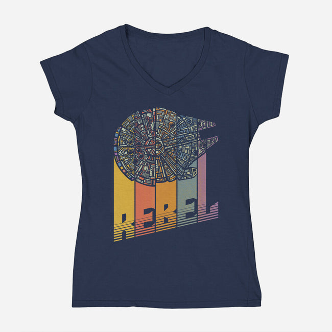 Rainbow Falcon-Womens-V-Neck-Tee-kg07