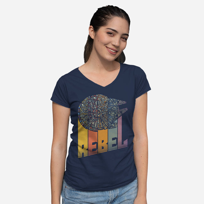 Rainbow Falcon-Womens-V-Neck-Tee-kg07