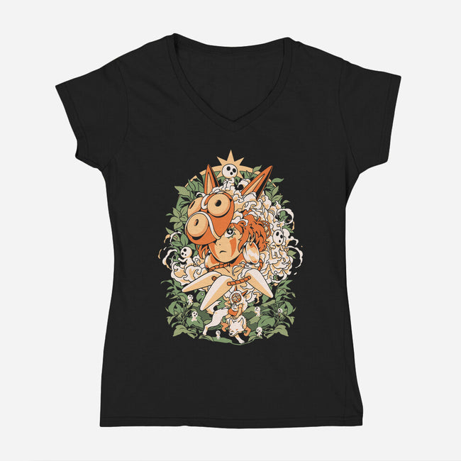 Forest Of The Gods-Womens-V-Neck-Tee-ilustrata