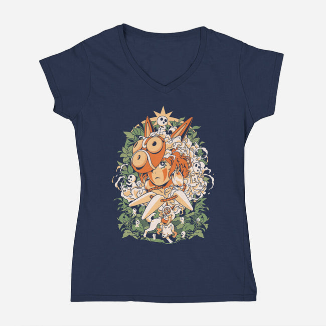 Forest Of The Gods-Womens-V-Neck-Tee-ilustrata