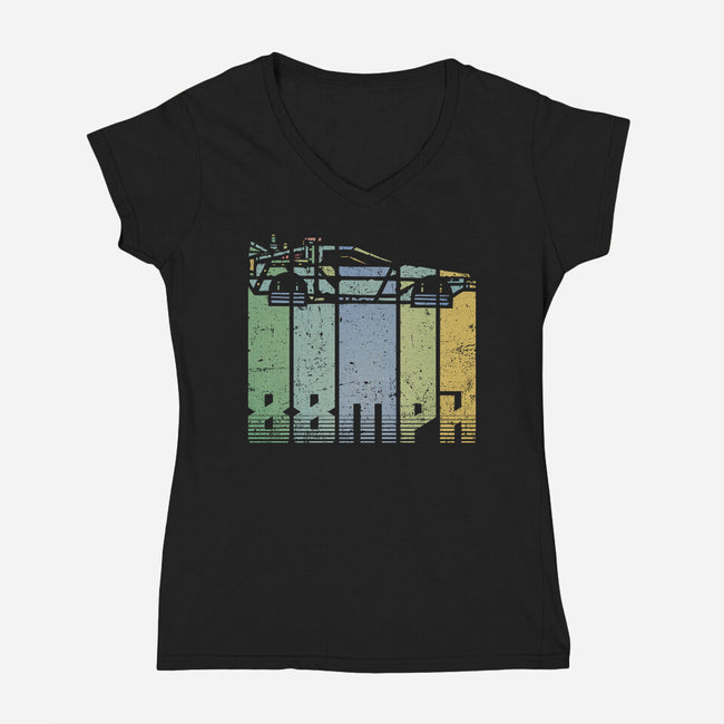 Vintage Delorean-Womens-V-Neck-Tee-kg07