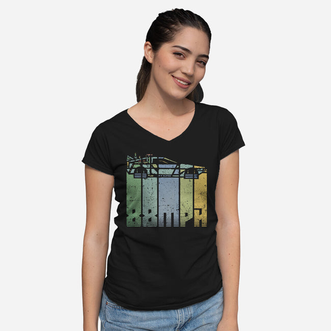 Vintage Delorean-Womens-V-Neck-Tee-kg07