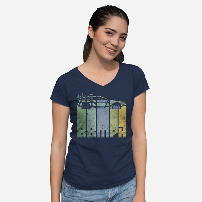 Vintage Delorean-Womens-V-Neck-Tee-kg07
