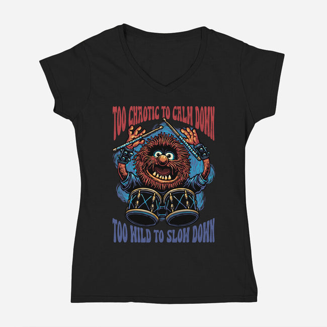 Calm Down Slow Down-Womens-V-Neck-Tee-glitchygorilla