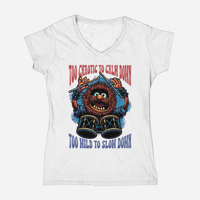 Calm Down Slow Down-Womens-V-Neck-Tee-glitchygorilla