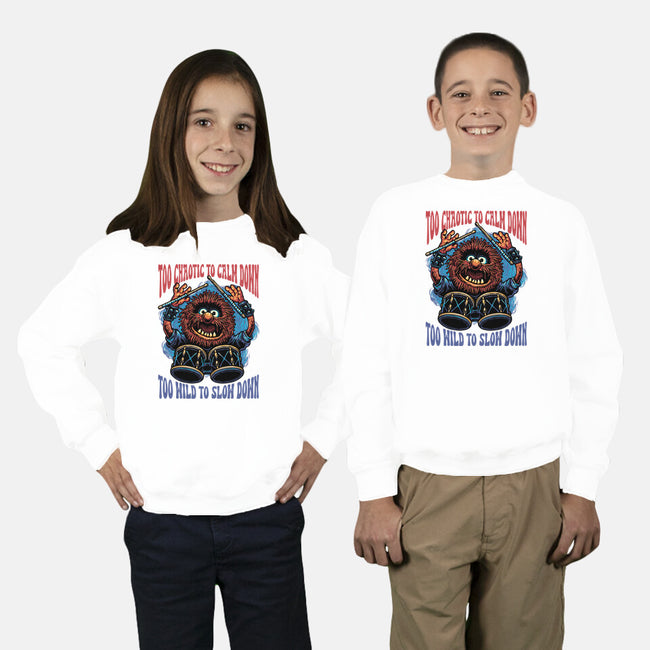 Calm Down Slow Down-Youth-Crew Neck-Sweatshirt-glitchygorilla