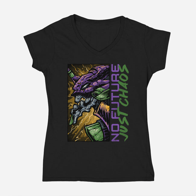 No Future Just Chaos-Womens-V-Neck-Tee-glitchygorilla
