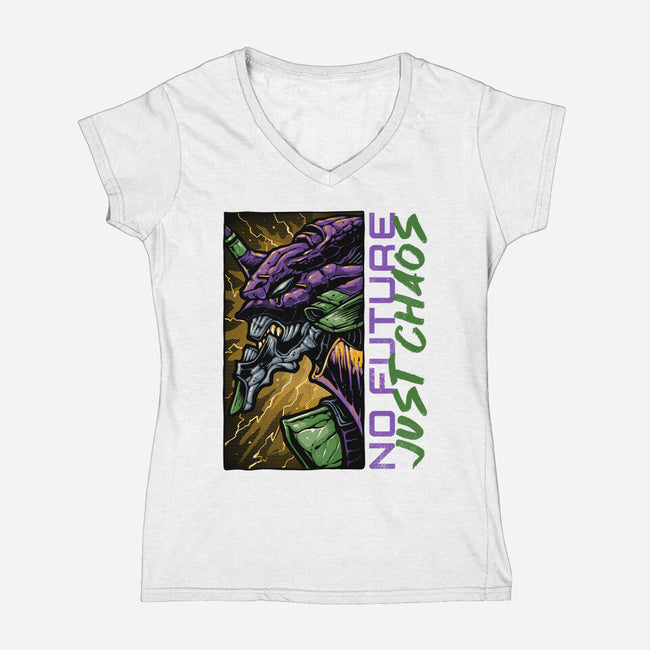 No Future Just Chaos-Womens-V-Neck-Tee-glitchygorilla