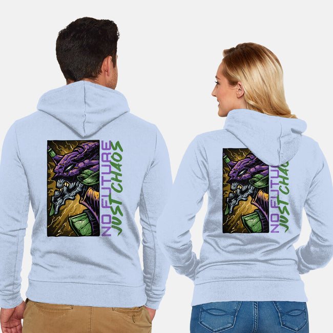 No Future Just Chaos-Unisex-Zip-Up-Sweatshirt-glitchygorilla