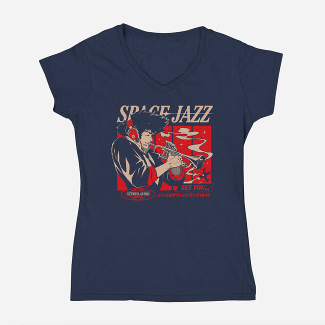 Space Jazz-Womens-V-Neck-Tee-ilustrata
