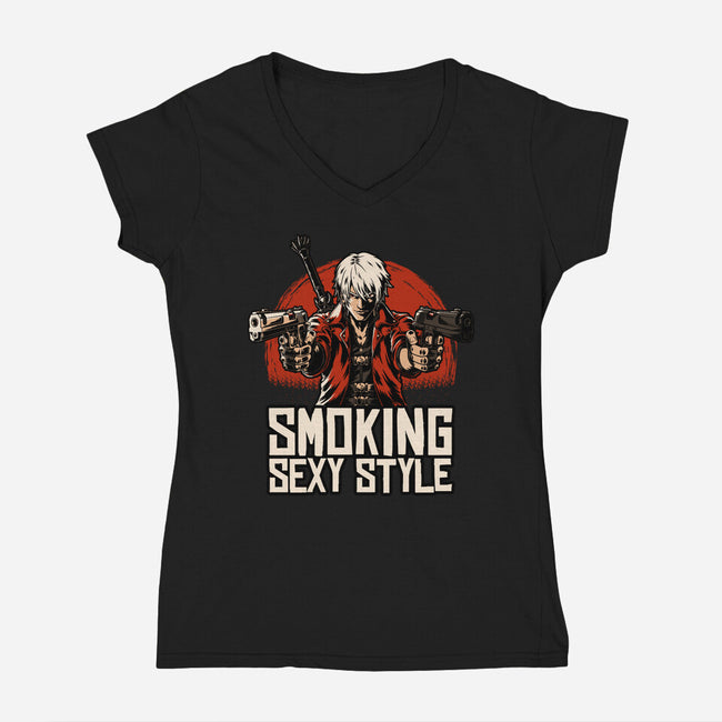 Devil Hunter Western-Womens-V-Neck-Tee-Studio Mootant