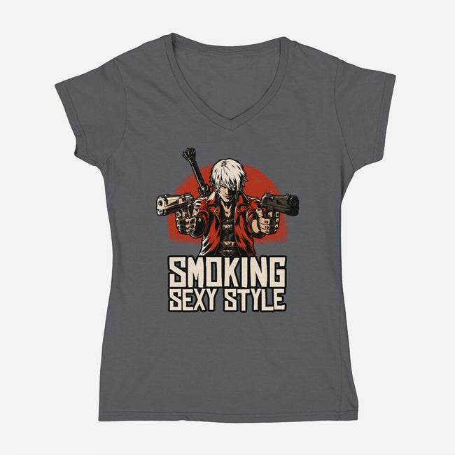 Devil Hunter Western-Womens-V-Neck-Tee-Studio Mootant