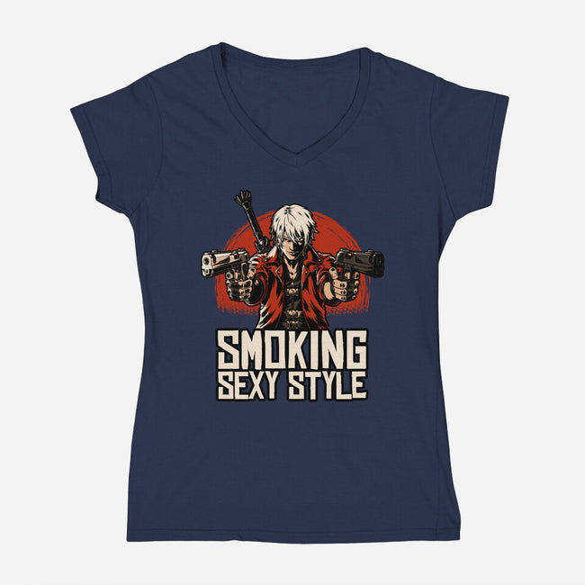Devil Hunter Western-Womens-V-Neck-Tee-Studio Mootant
