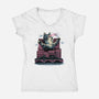 Attack Of The Furry Beast-Womens-V-Neck-Tee-glitchygorilla