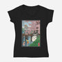 Castles And Cherry Blossoms-Womens-V-Neck-Tee-DrMonekers