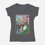 Castles And Cherry Blossoms-Womens-V-Neck-Tee-DrMonekers