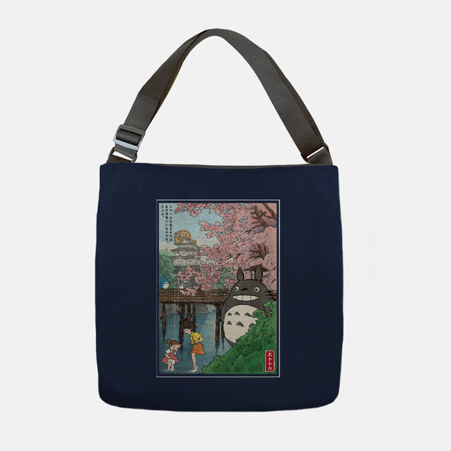 Castles And Cherry Blossoms-None-Adjustable Tote-Bag-DrMonekers