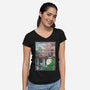 Castles And Cherry Blossoms-Womens-V-Neck-Tee-DrMonekers