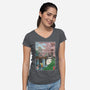 Castles And Cherry Blossoms-Womens-V-Neck-Tee-DrMonekers