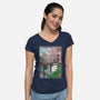 Castles And Cherry Blossoms-Womens-V-Neck-Tee-DrMonekers