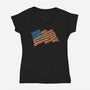 American Flag Freedom Impressionist-Womens-V-Neck-Tee-tobefonseca