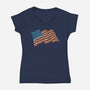 American Flag Freedom Impressionist-Womens-V-Neck-Tee-tobefonseca