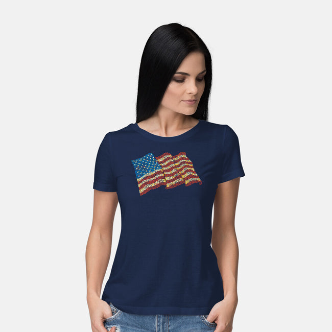 American Flag Freedom Impressionist-Womens-Basic-Tee-tobefonseca