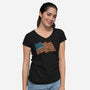 American Flag Freedom Impressionist-Womens-V-Neck-Tee-tobefonseca