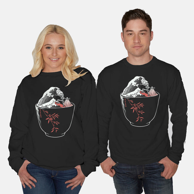 Kanagawa Coffee Cup Surfing-Unisex-Crew Neck-Sweatshirt-tobefonseca