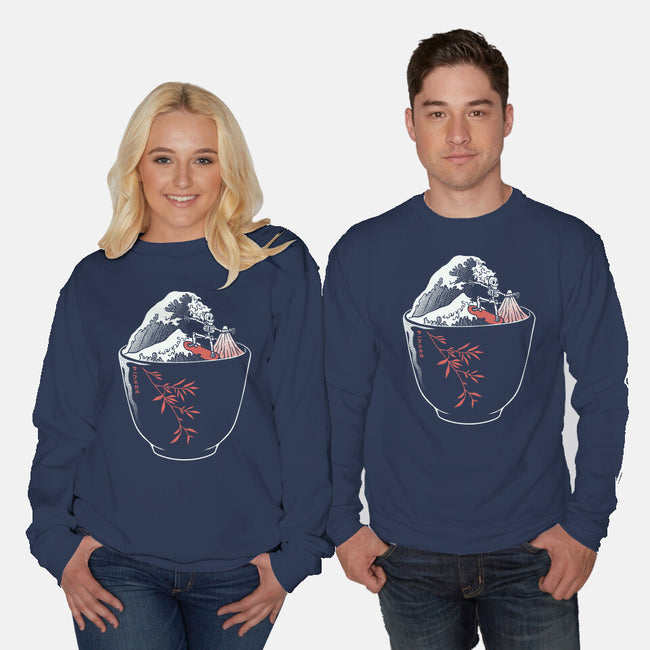 Kanagawa Coffee Cup Surfing-Unisex-Crew Neck-Sweatshirt-tobefonseca