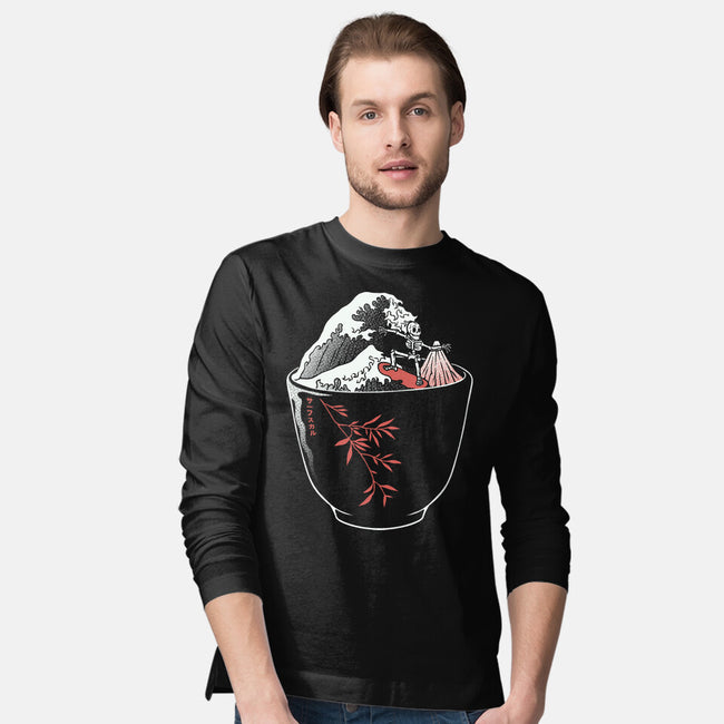 Kanagawa Coffee Cup Surfing-Mens-Long Sleeved-Tee-tobefonseca