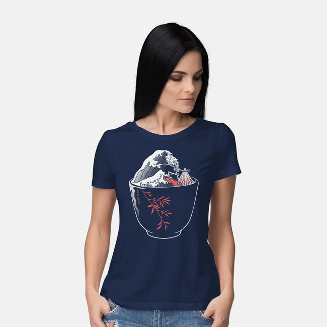 Kanagawa Coffee Cup Surfing-Womens-Basic-Tee-tobefonseca