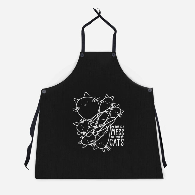 Cat Doodle Lines-Unisex-Kitchen-Apron-tobefonseca