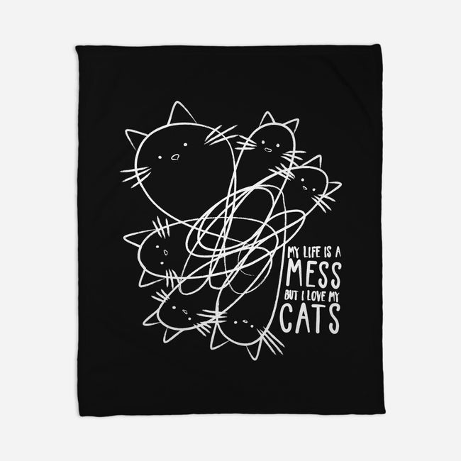 Cat Doodle Lines-None-Fleece-Blanket-tobefonseca
