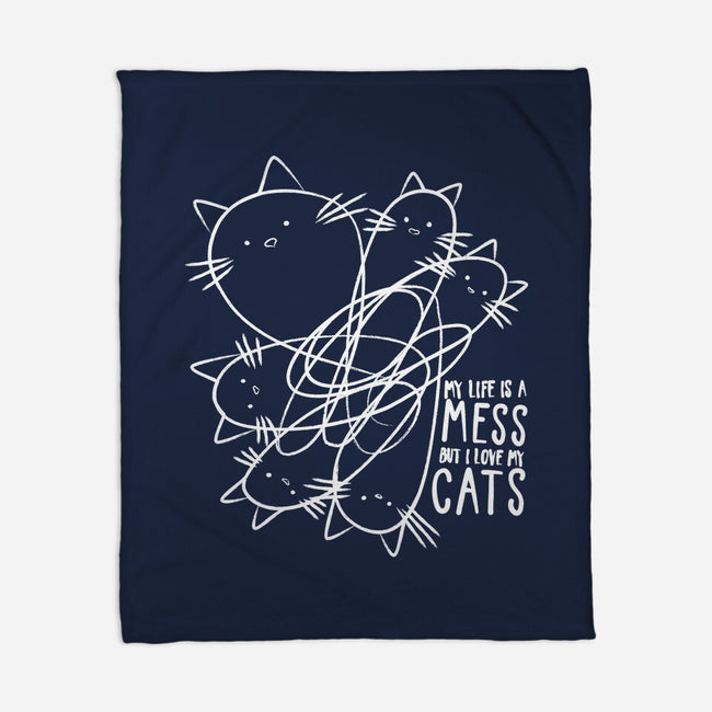 Cat Doodle Lines-None-Fleece-Blanket-tobefonseca