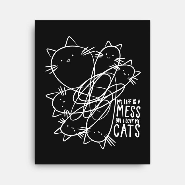 Cat Doodle Lines-None-Stretched-Canvas-tobefonseca
