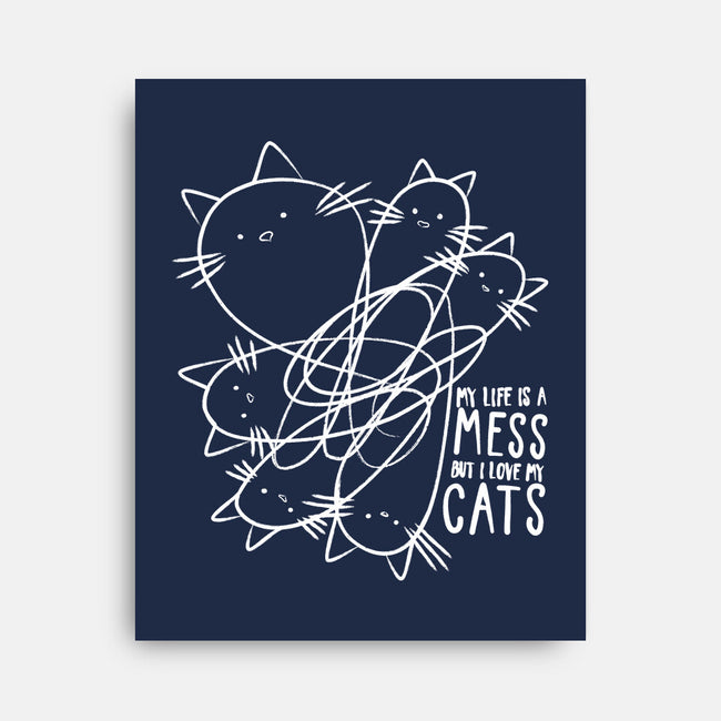 Cat Doodle Lines-None-Stretched-Canvas-tobefonseca