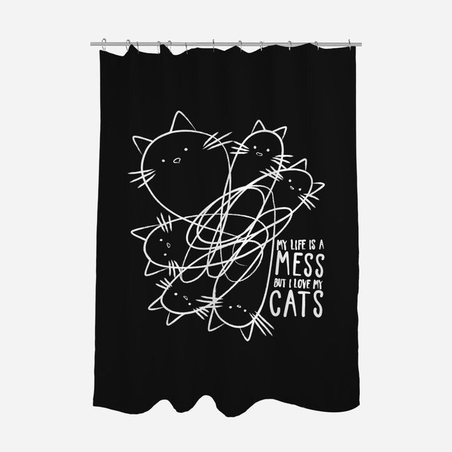 Cat Doodle Lines-None-Polyester-Shower Curtain-tobefonseca