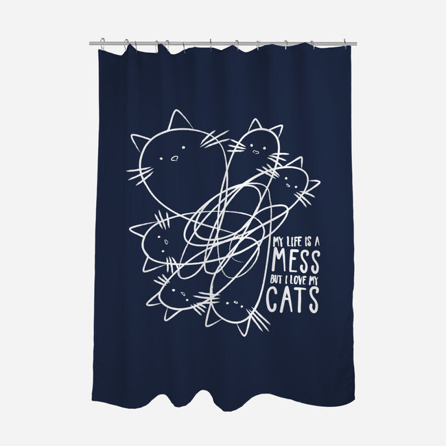 Cat Doodle Lines-None-Polyester-Shower Curtain-tobefonseca