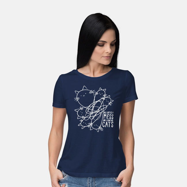 Cat Doodle Lines-Womens-Basic-Tee-tobefonseca