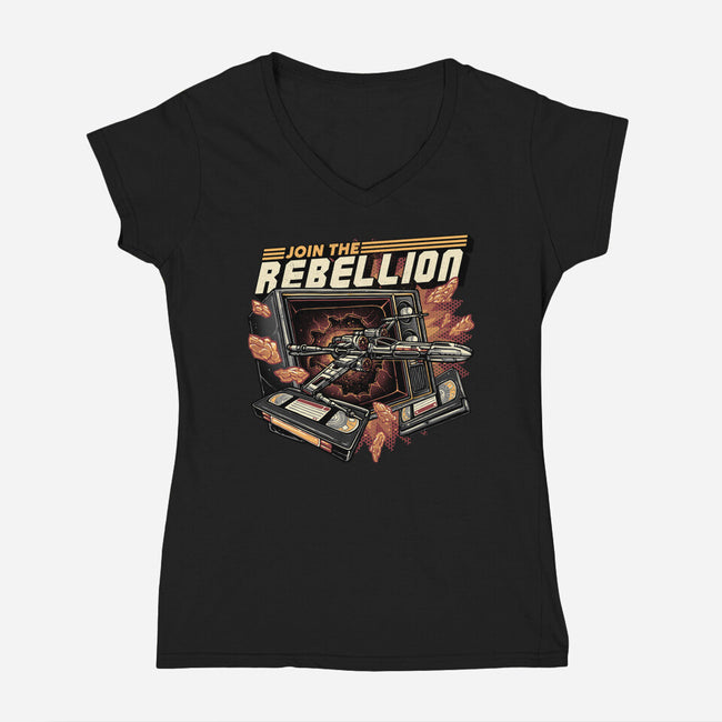 Time To Join The Rebellion-Womens-V-Neck-Tee-glitchygorilla