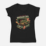 The Dinosaur Era-Womens-V-Neck-Tee-glitchygorilla