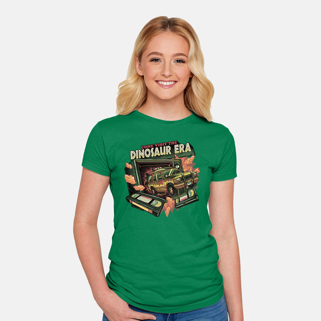 The Dinosaur Era-Womens-Fitted-Tee-glitchygorilla