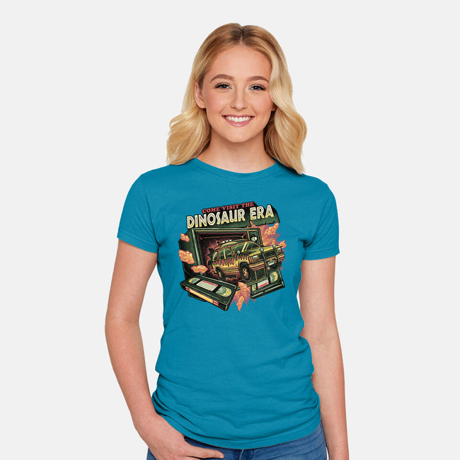 The Dinosaur Era-Womens-Fitted-Tee-glitchygorilla