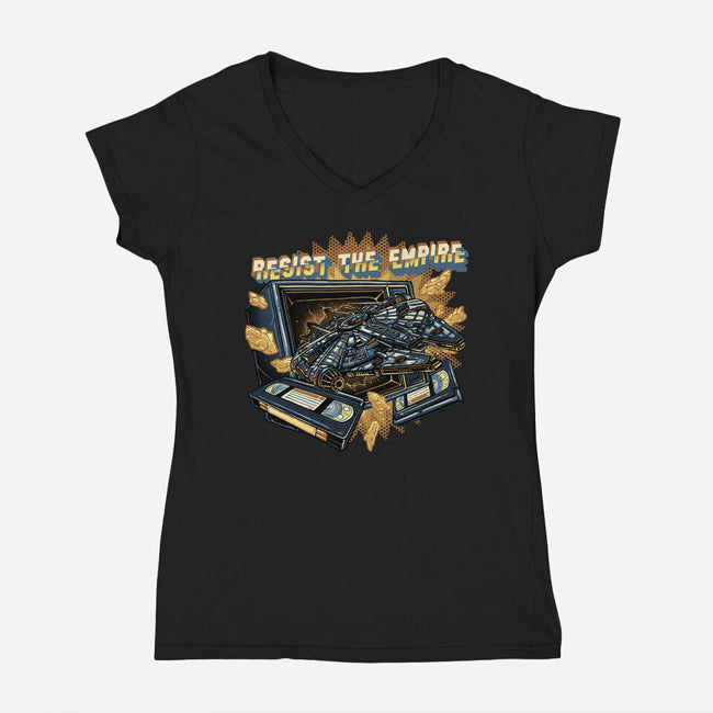 Resist The Empire-Womens-V-Neck-Tee-glitchygorilla
