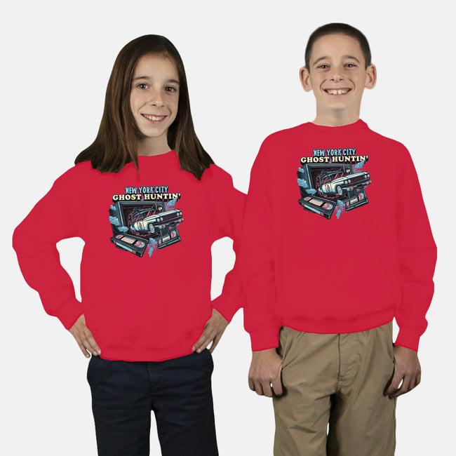 NYC Ghost Hunting-Youth-Crew Neck-Sweatshirt-glitchygorilla
