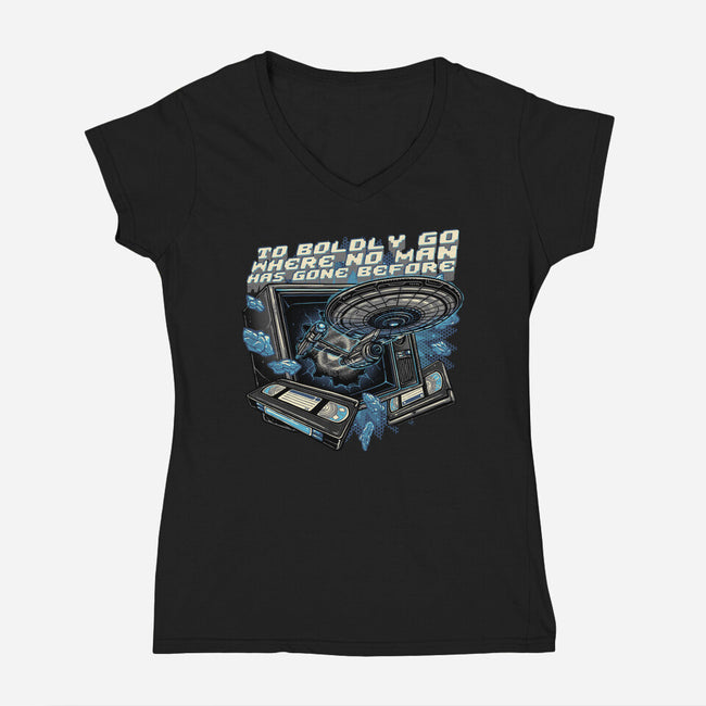 A Bold Expedition-Womens-V-Neck-Tee-glitchygorilla