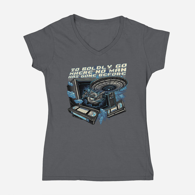 A Bold Expedition-Womens-V-Neck-Tee-glitchygorilla