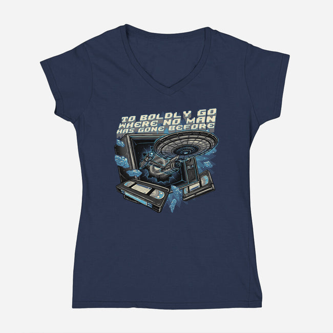 A Bold Expedition-Womens-V-Neck-Tee-glitchygorilla