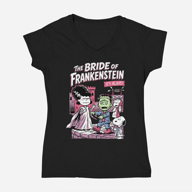 Tiny Monsters-Womens-V-Neck-Tee-P1yu5h